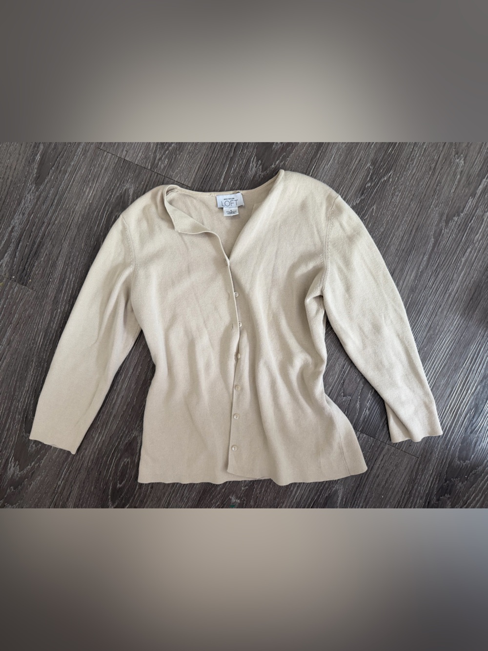 LOFT Cream Button-Front Women's Cardigan